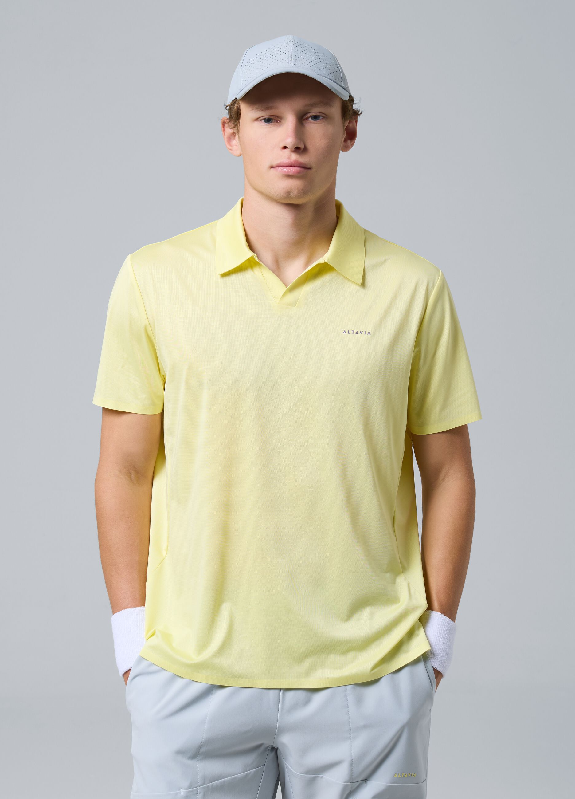 Gelbes ALTAVIA COURT Sport-Poloshirt aus Stretchmaterial