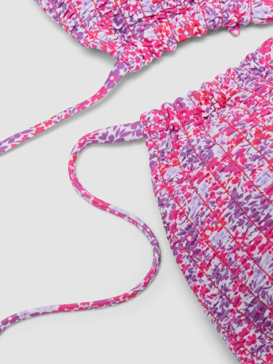 Pink bandeau bikini top in stretch fabric_5