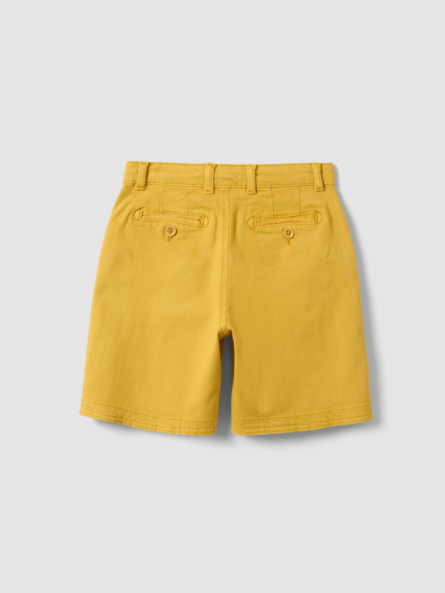 Boys' yellow cargo baggy shorts in stretch cotton_1