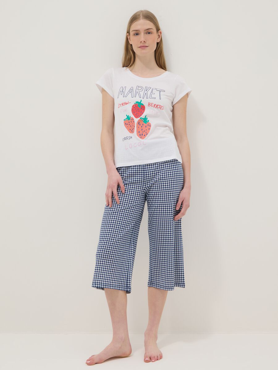 Multicolour check pure cotton pyjama shorts regular fit_0