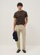 Beige casual linen-blend regular-fit trousers_0