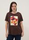 Brown pure cotton T-shirt with print, regular fit_2