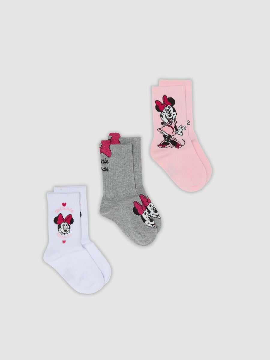 3-pack of Minnie print stretch organic cotton midi socks_0