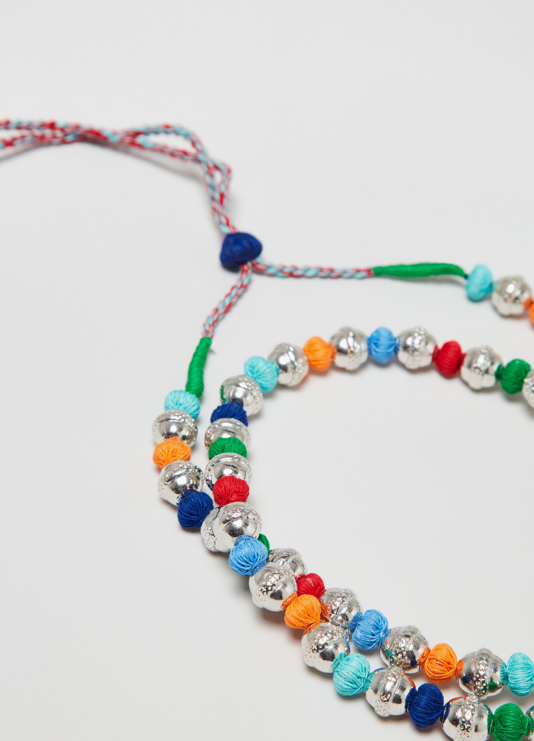 Multicoloured glass bead necklace