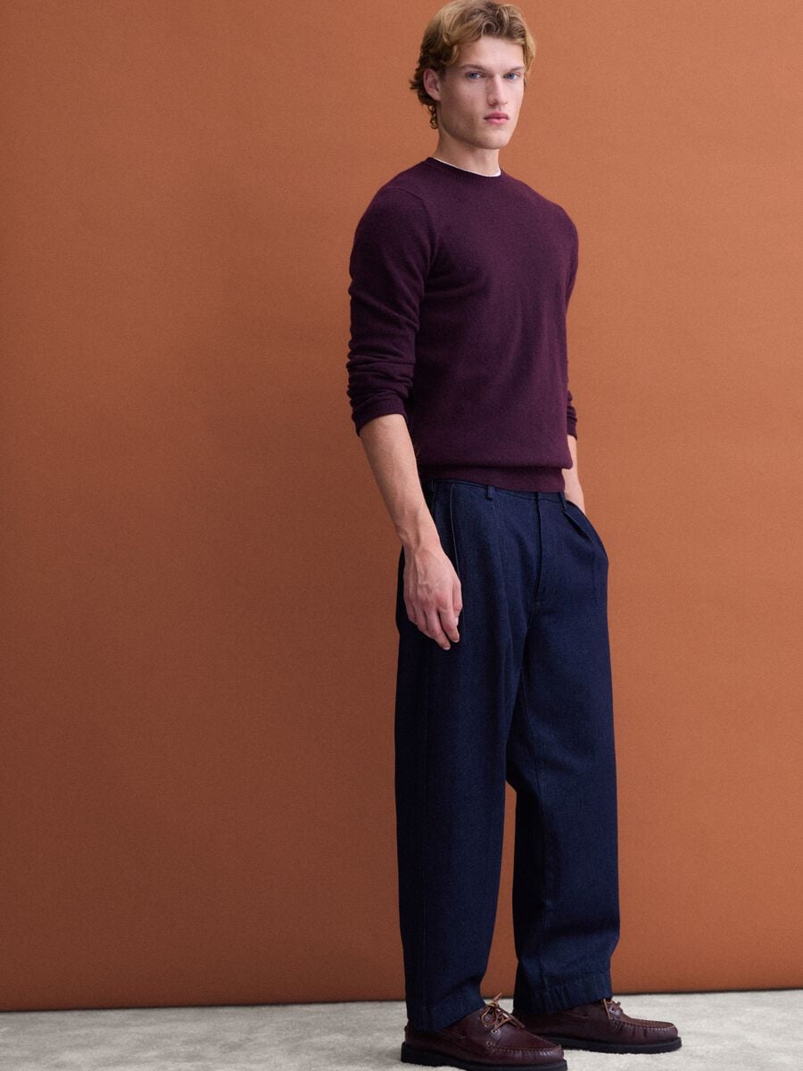 Purple pure wool crew-neck jumper, regular fit_1