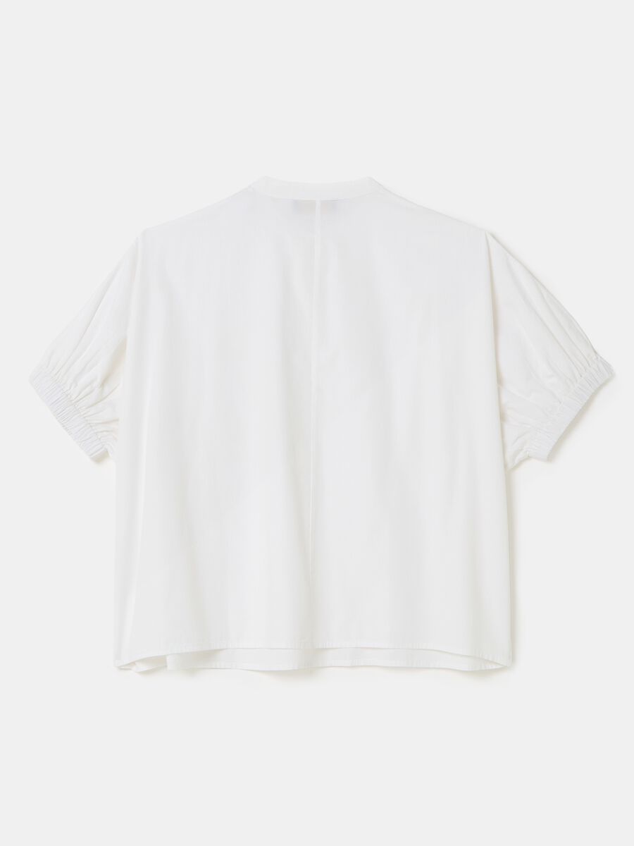 Poplin blouse with puff sleeves_1