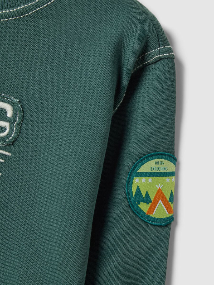 Children's green cotton-blend oversized sweatshirt with embroidery_3