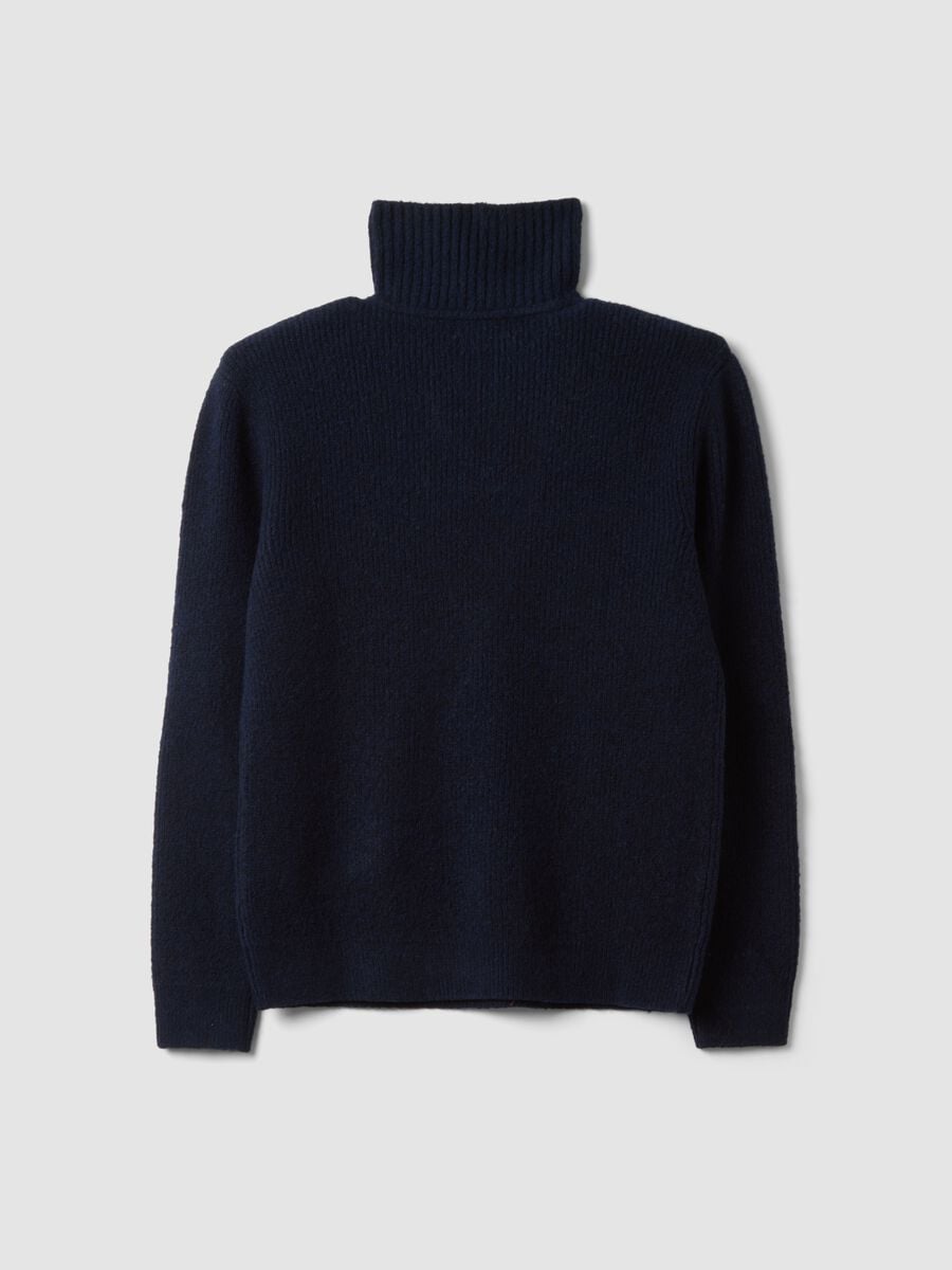 Navyblauer Half-Zip-Pullover aus Stretchwolle in Regular Fit_2