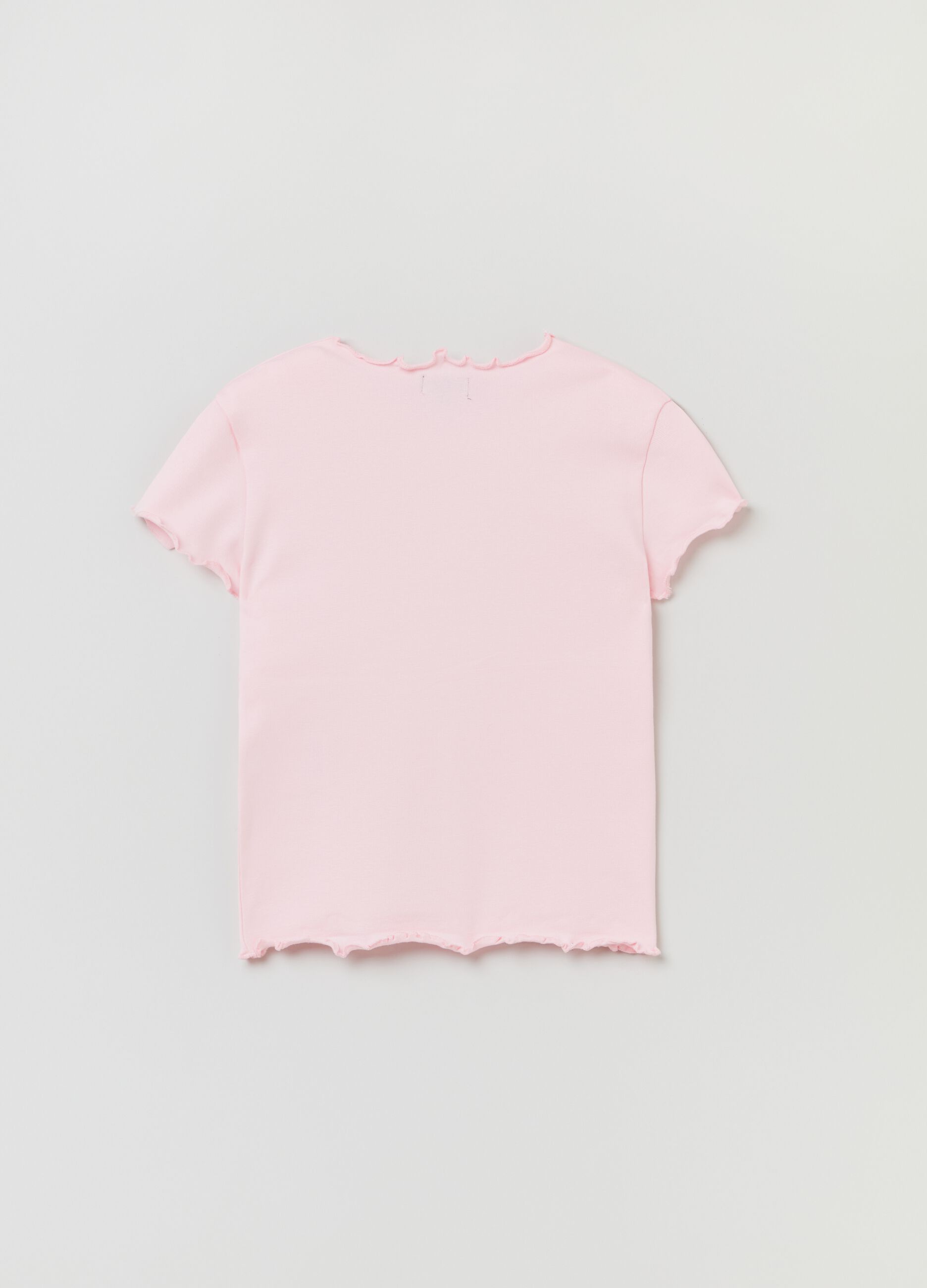 Camiseta de algodón elástico con ribetes ondulados