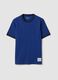 Blue fitted pure cotton T-shirt with contrast trims_3