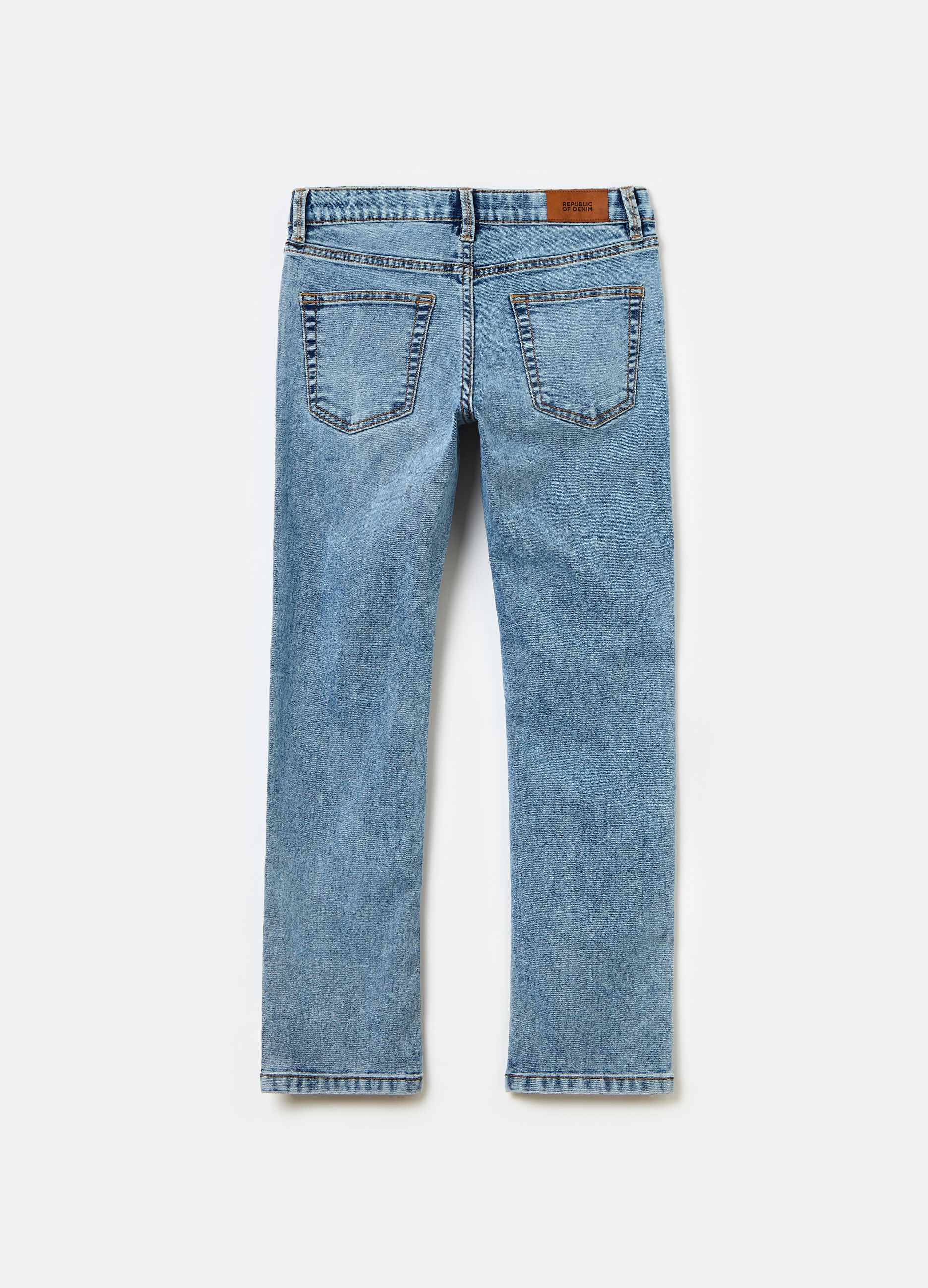 Regular-fit acid-wash jeans