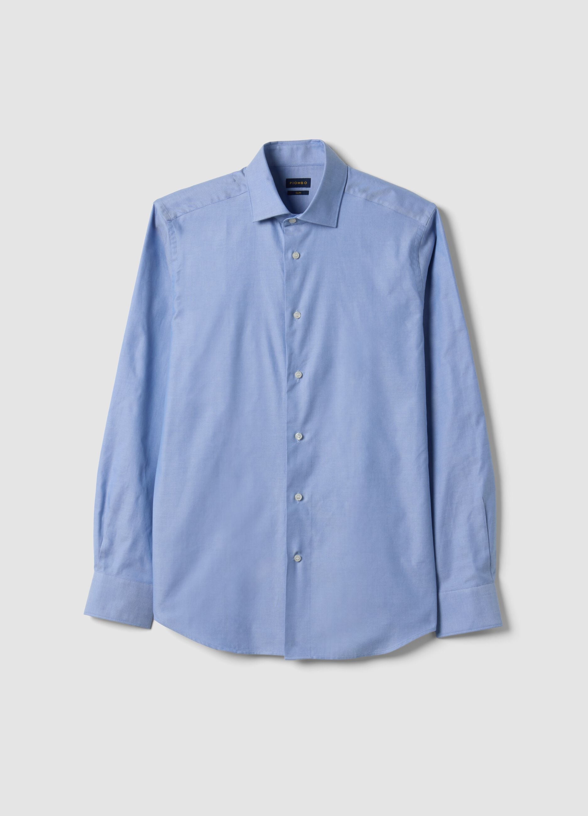 Camicia oxford azzurra in puro cotone doppio ritorto slim fit