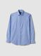 Camicia oxford azzurra in puro cotone doppio ritorto slim fit_0