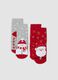 2-pack of multicolour Christmas-themed non-slip socks in stretchy organic cotton_0