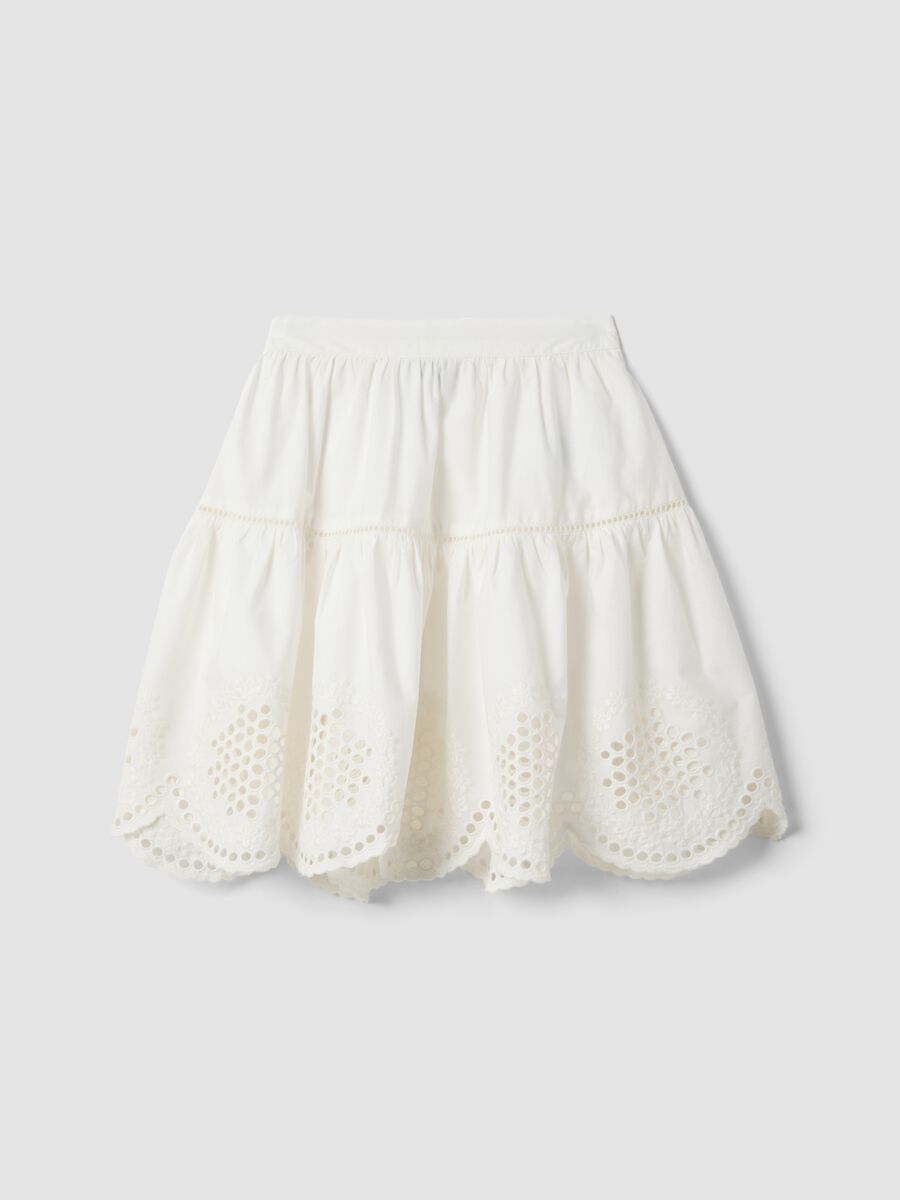 White pure cotton broderie anglaise skirt_0