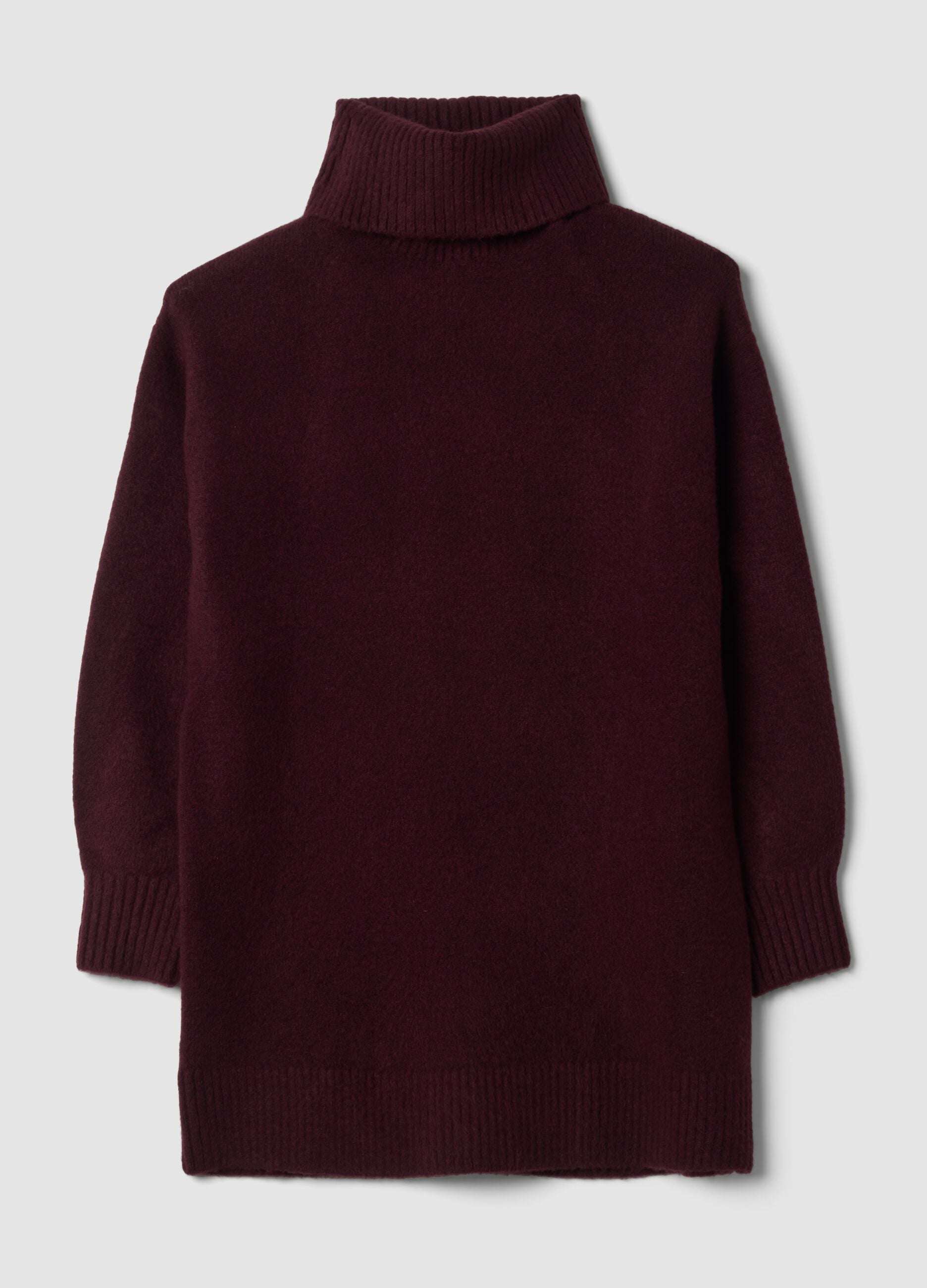 Purple stretch wool roll-neck dress