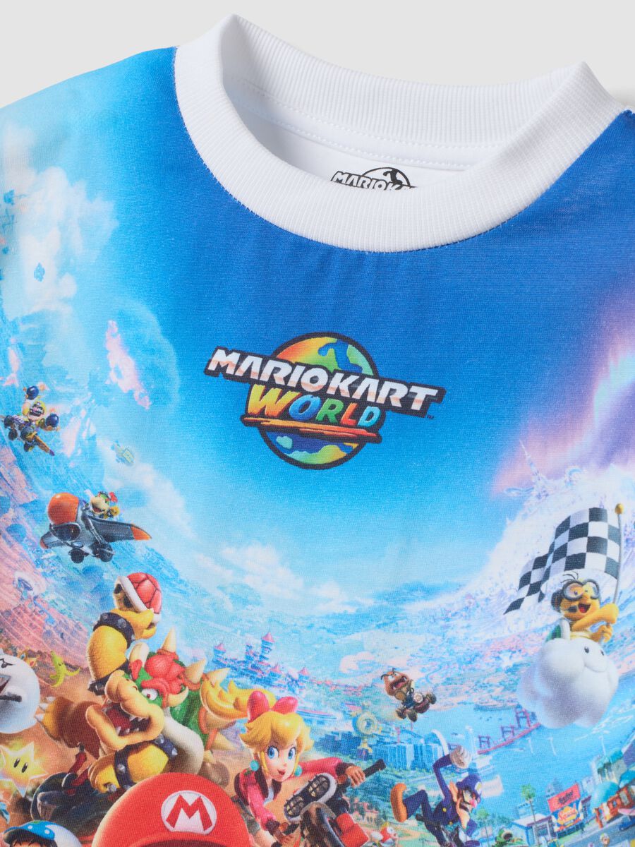 White pure cotton crew-neck T-shirt with Mario Kart print_2