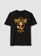 Schwarzes T-Shirt mit Print aus reiner Baumwolle, Regular Fit_4