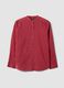 Camicia rossa in puro cotone a righe con collo alla coreana regular fit_0