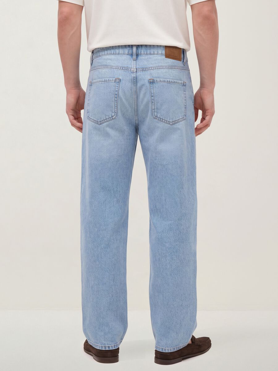 Light blue wide-leg jeans in pure cotton_3