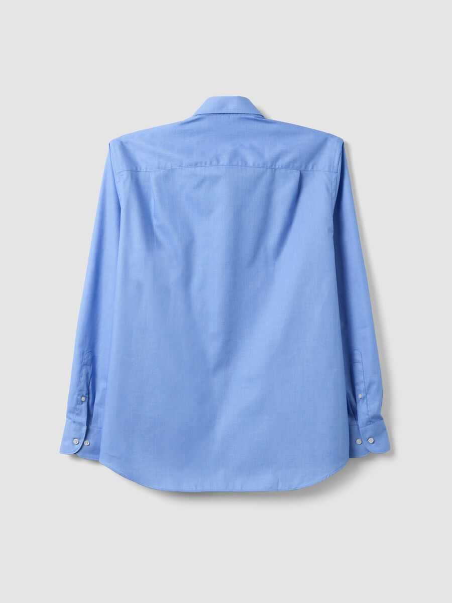 Light blue pure cotton shirt with French collar, easy-iron, regular fit_1