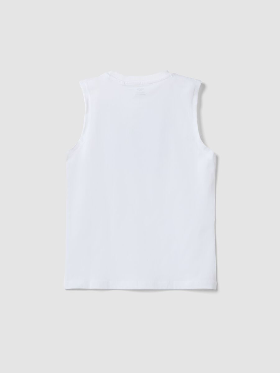 White organic cotton vest top with print_4