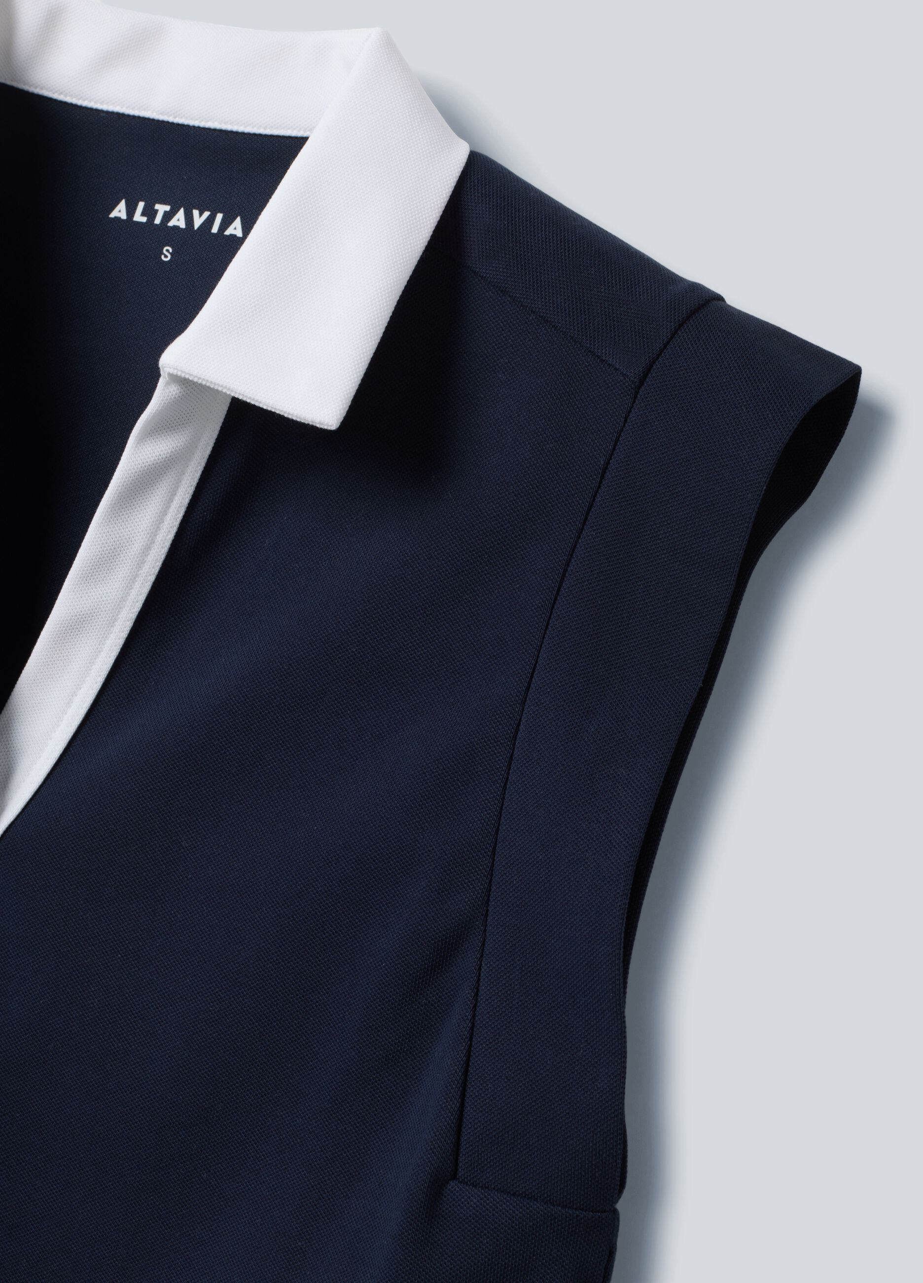 Blaue &auml;rmellose ALTAVIA COURT Poloshirt aus Stretch-Baumwolle mit klassischem Kragen