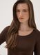 T-shirt marrone in viscosa elasticizzata con girocollo slim fit_0