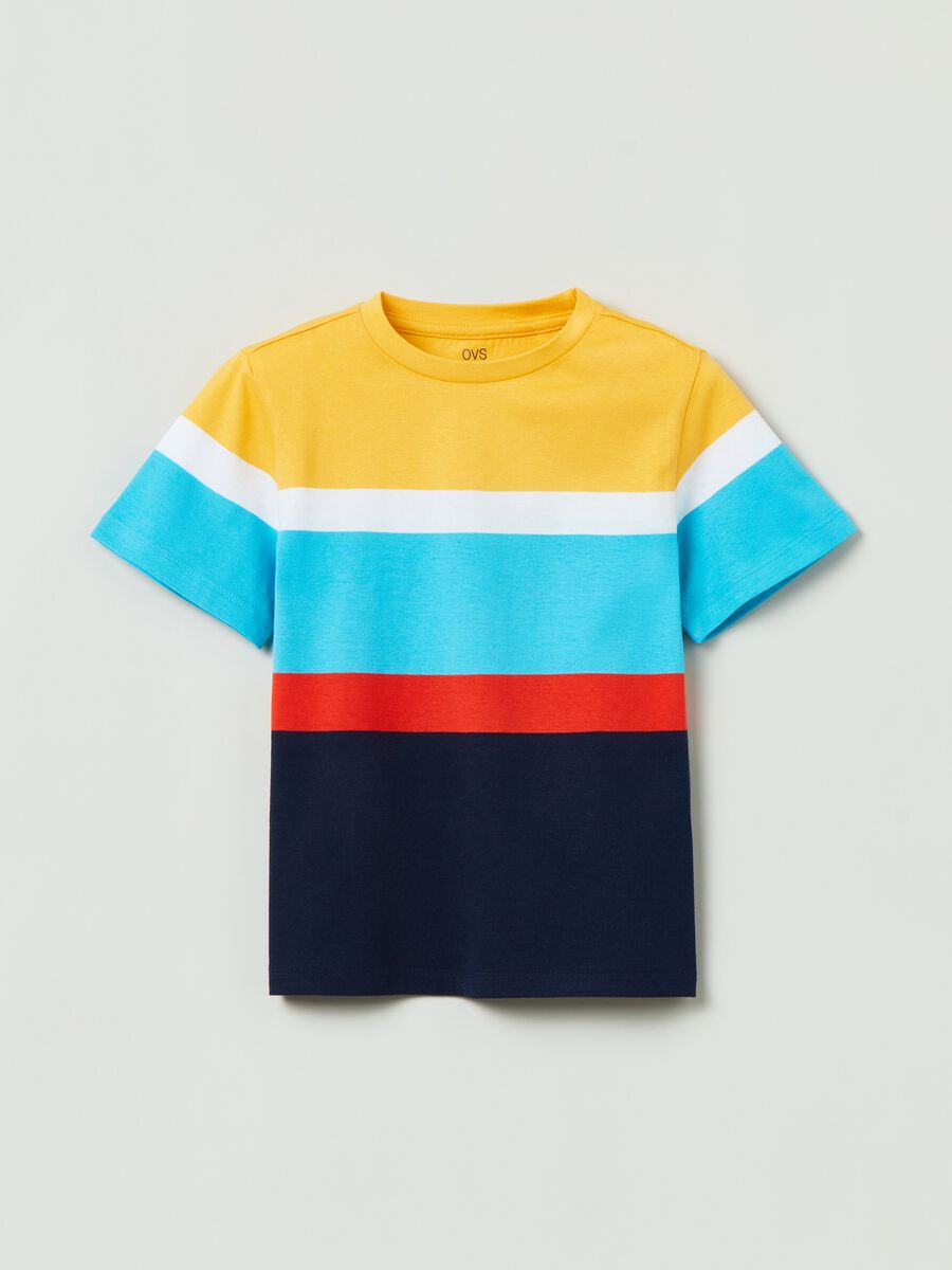 Camiseta de algodón color block_0