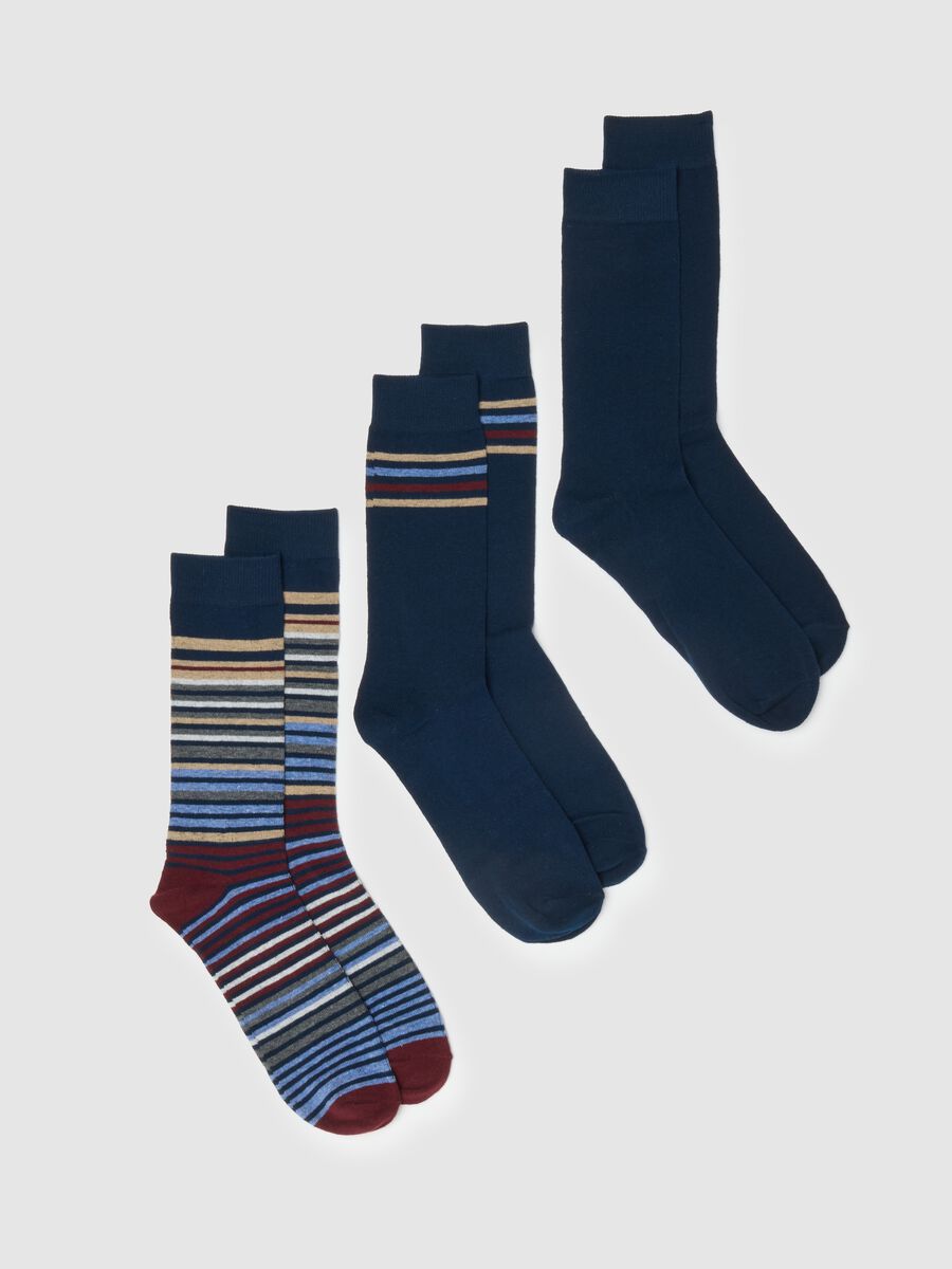 Tripack short cotton blend socks with multicolour stripes regular fit_0