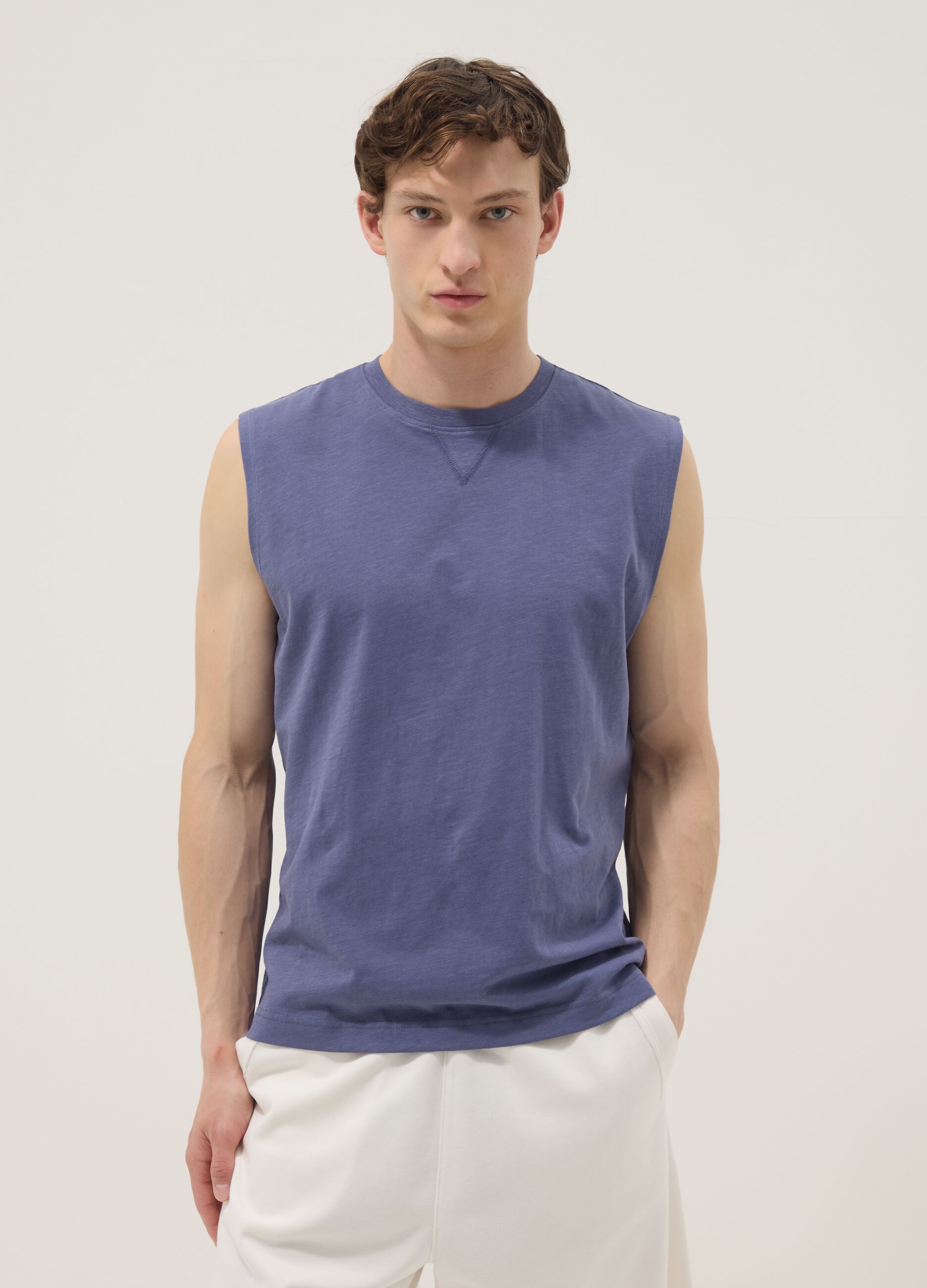 Blue Pure Cotton Vest