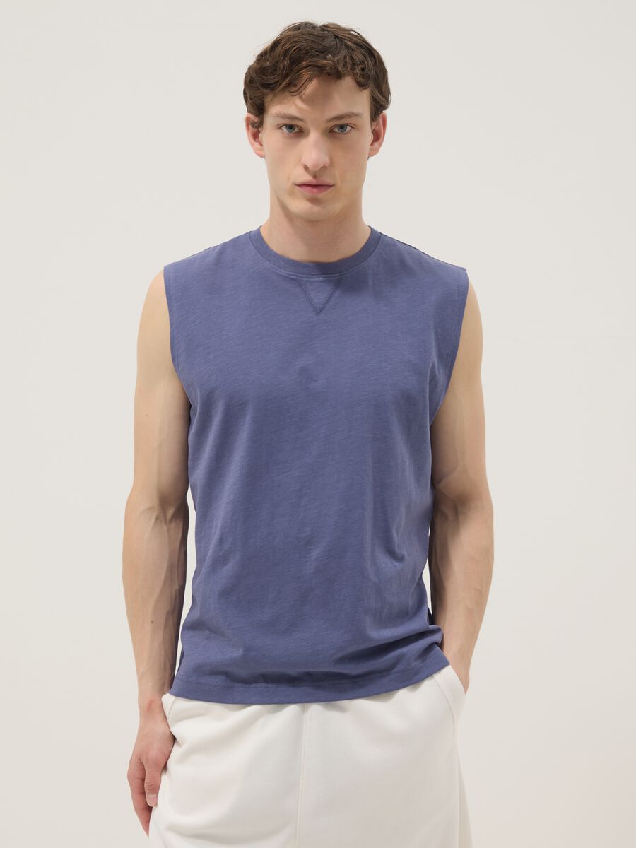 Blue Pure Cotton Vest_1
