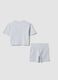 Grey cotton-blend set with T-shirt and shorts_4