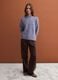 Blau melierter Rundhals-Pullover aus Stretchwolle_1
