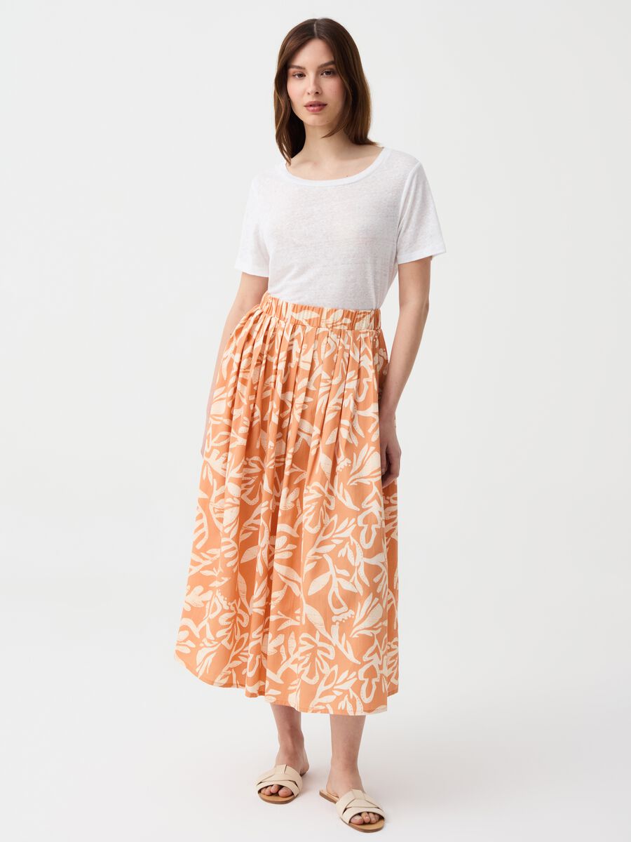 Long full skirt with pleating and print_0