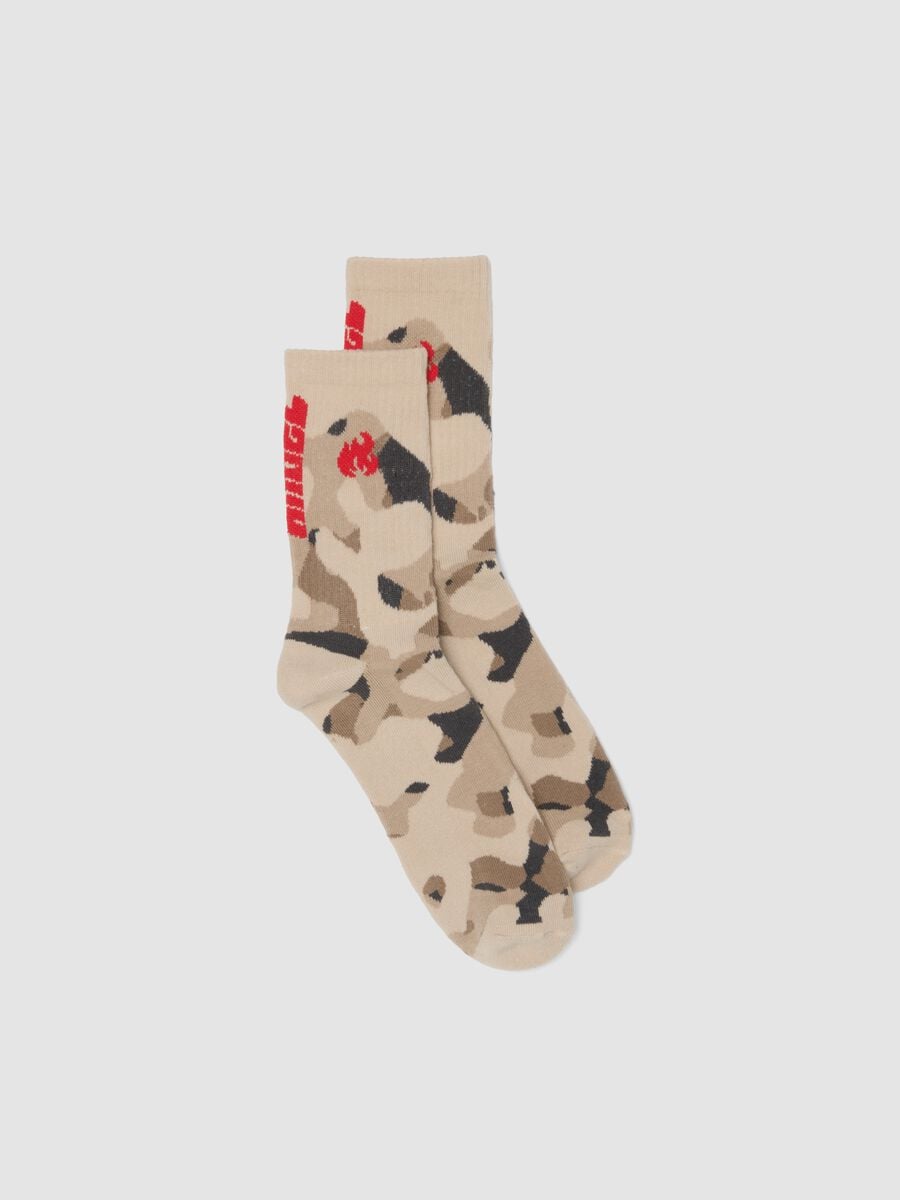 Chaussettes de sport grises en coton stretch camouflage_0