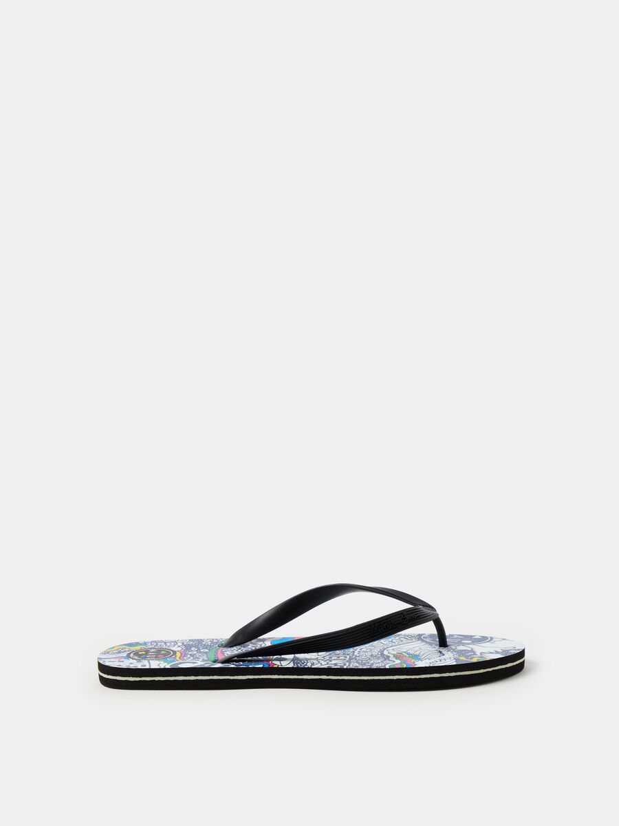 Thong sandals with surfer print_0