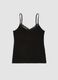Black stretch viscose vest top with deep V-neck lace trim_4