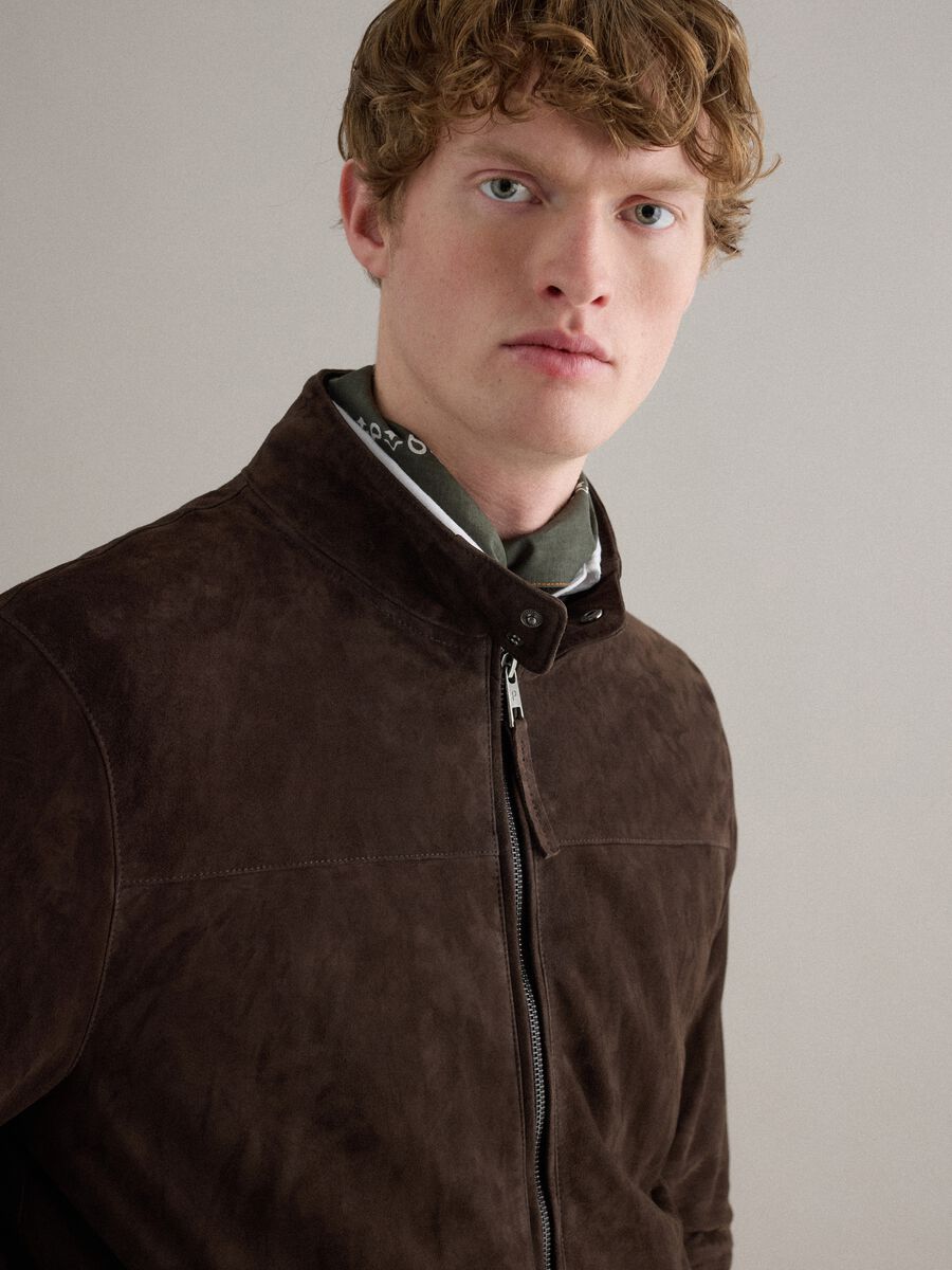 Brown genuine leather jacket regular fit with full zip_1