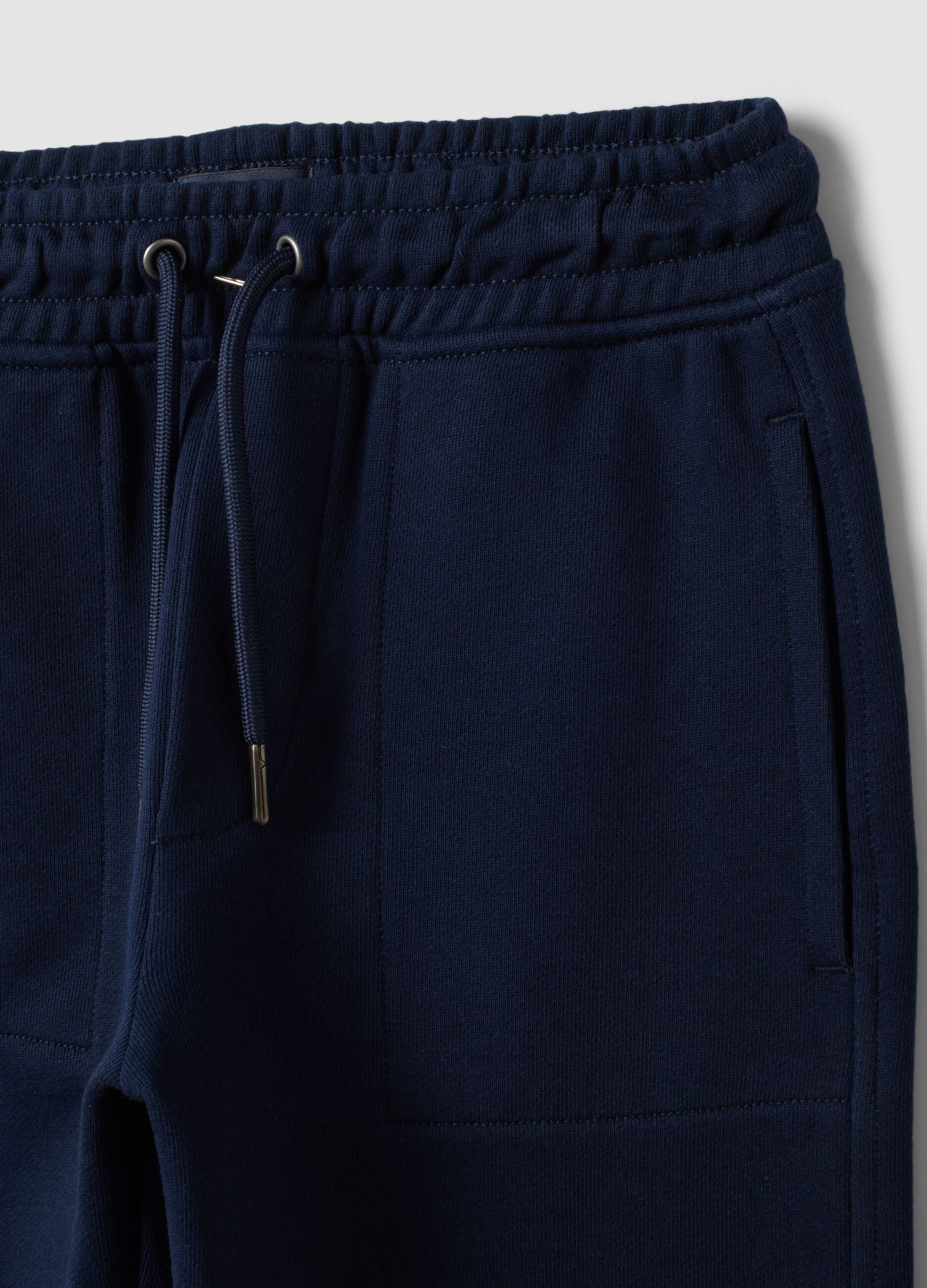 Pantaloni jogger blu in puro cotone con vita elasticizzata per bambino