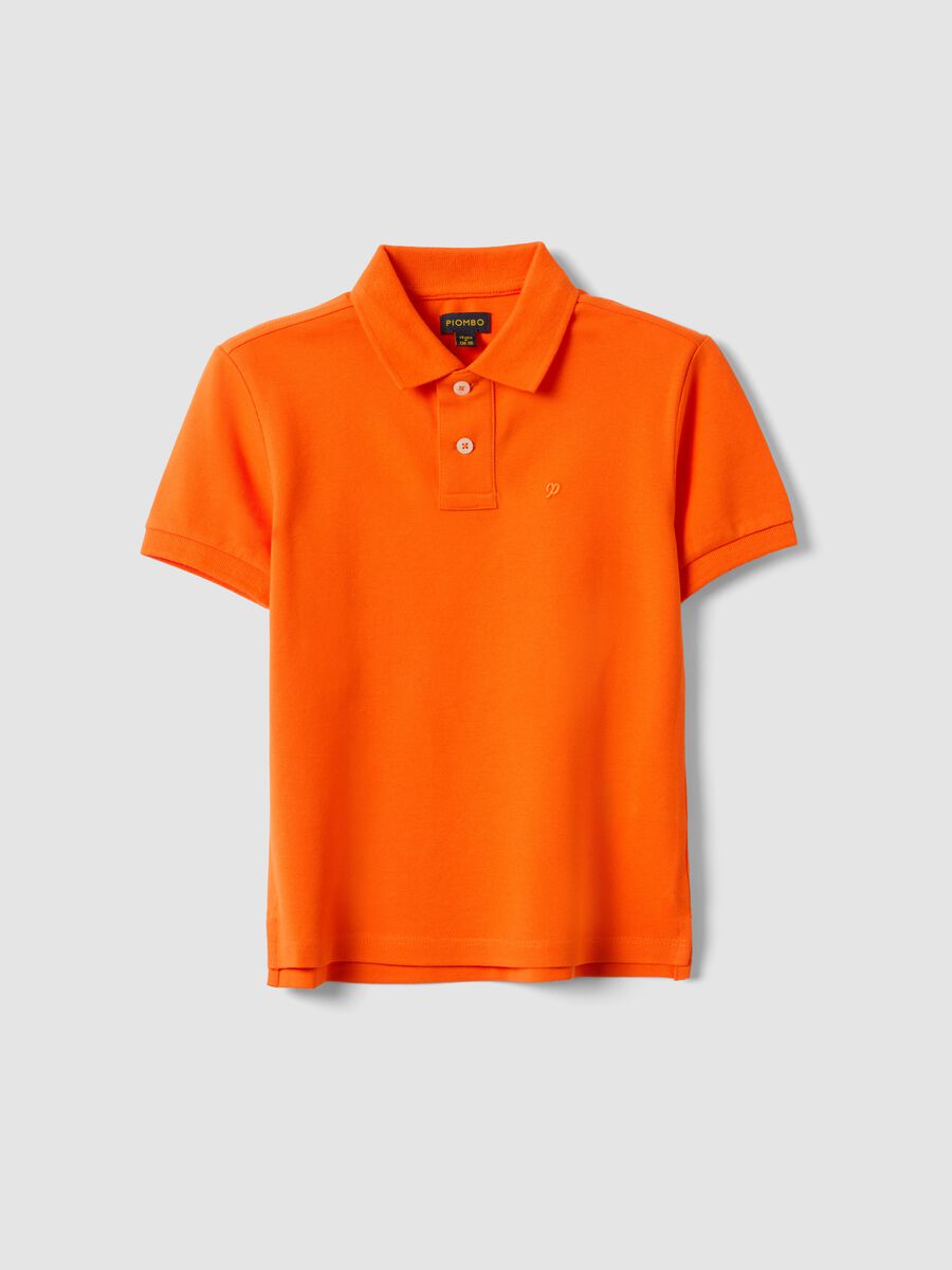 Orange stretch cotton polo for kids regular fit_0