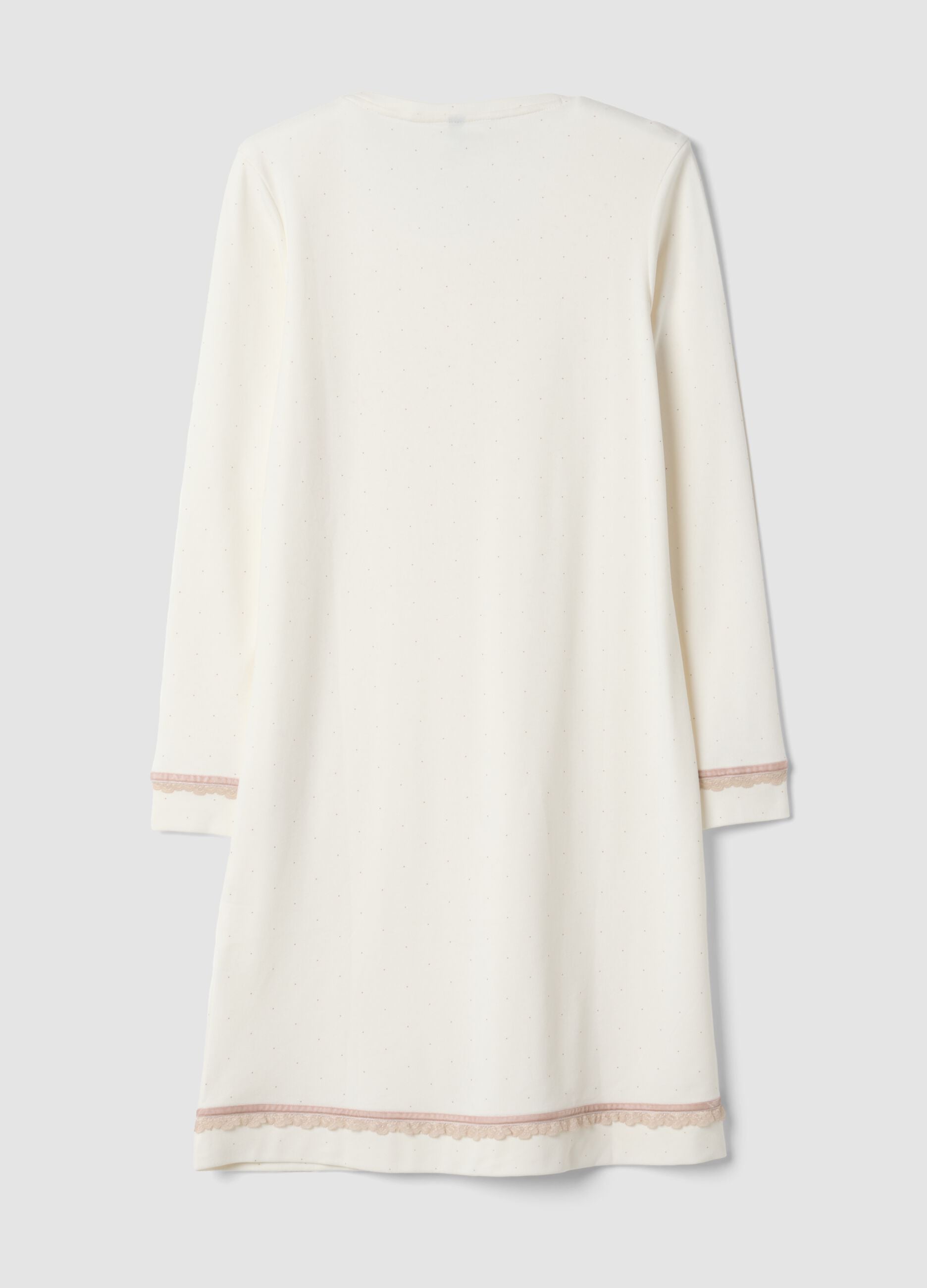 Camicia da notte bianca girocollo in puro cotone organico