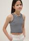 Canotta fitted in cotone elasticizzato a righe multicolor da ragazza_0