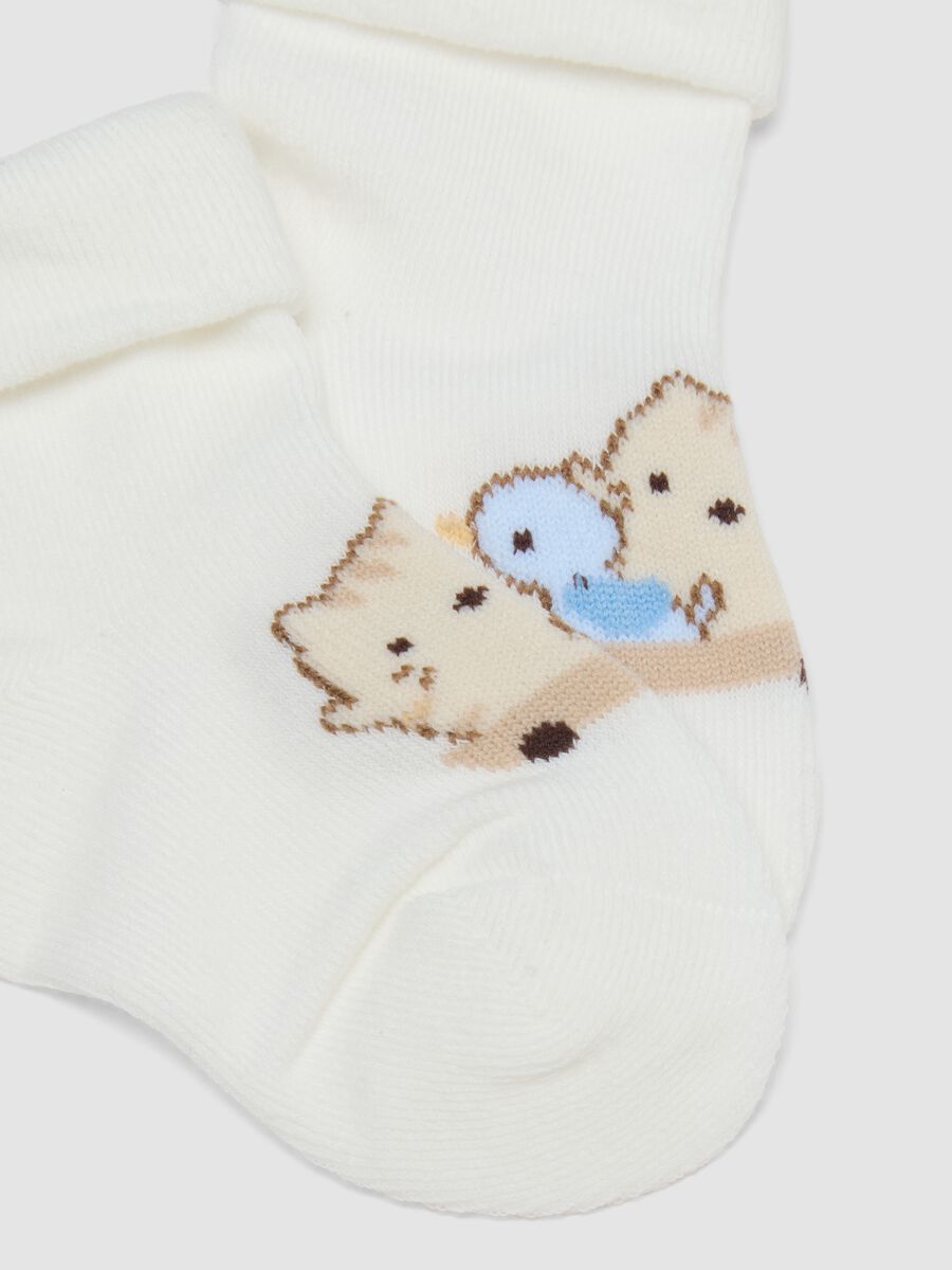 Multicoloured cotton mix baby socks with animal designs, pack of two_2