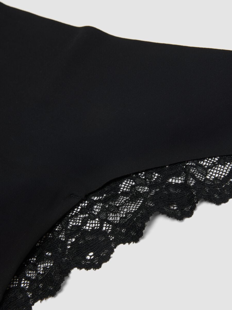 Black stretch microfibre briefs with lace_2