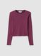 Purple striped pure cotton crew-neck T-shirt_0