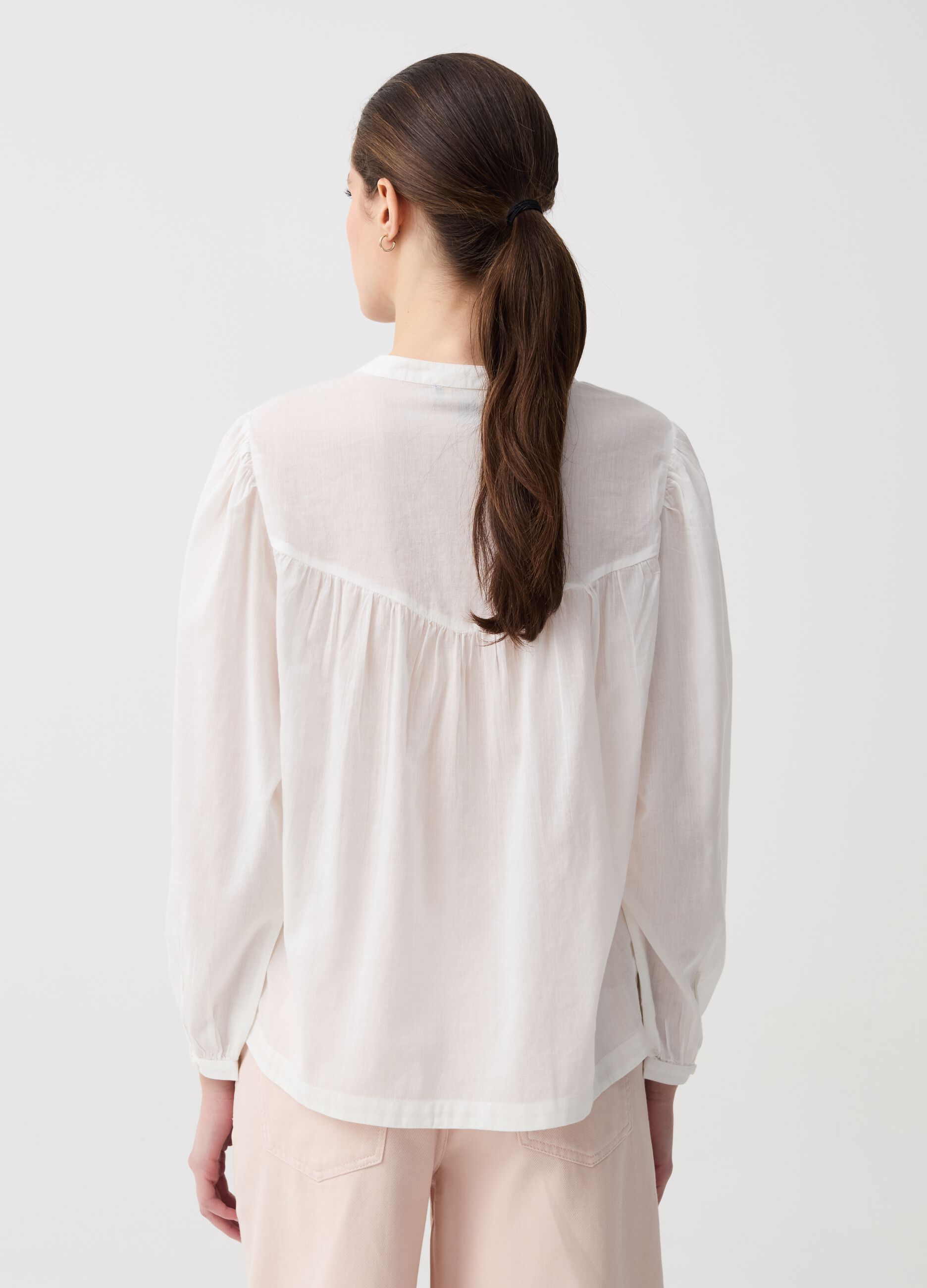 Cotton blouse with openwork details