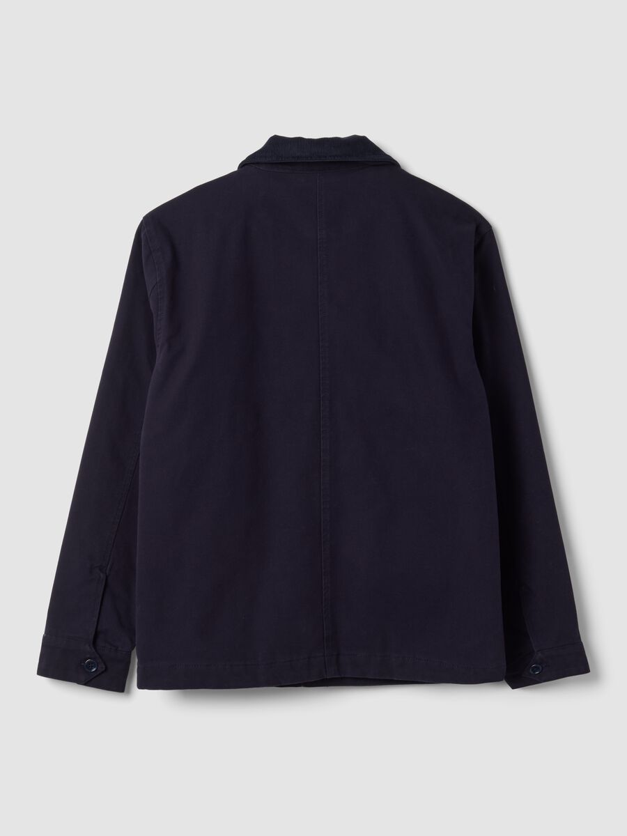 Shacket blu navy imbottita in puro cotone regular fit con colletto a contrasto_1