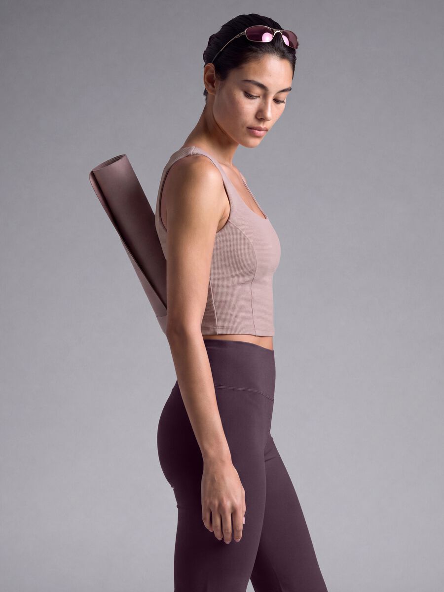 Pink cropped top in stretch fabric_0