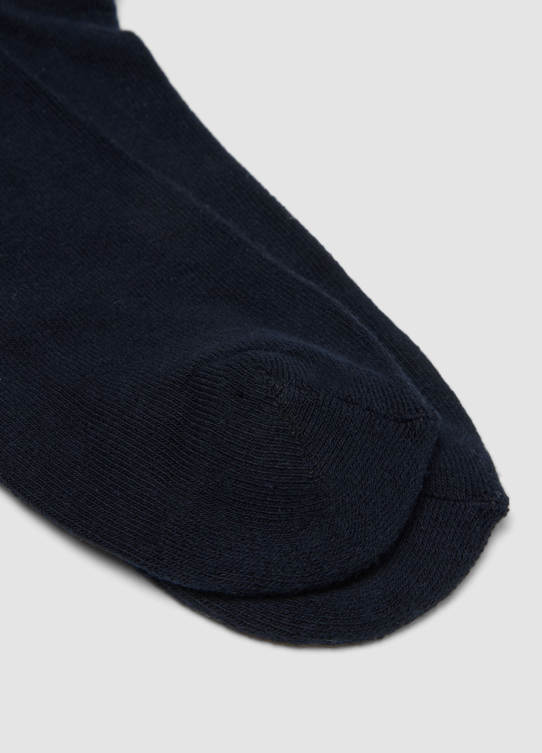3er-Pack blaue Sportsocken in Kn&ouml;chelh&ouml;he aus Bio-Baumwolle